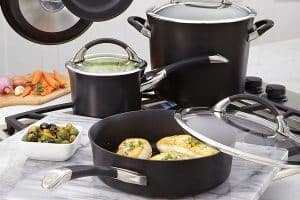 cooking with Circulon cookware to prepare a meal