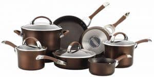 brown Circulon cookware to suit a country kitchen