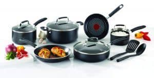 manufacturer display of t-fal cookware